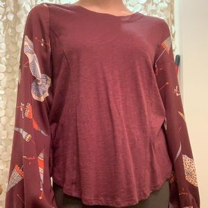 Maroon colored blouse by Anthropologie